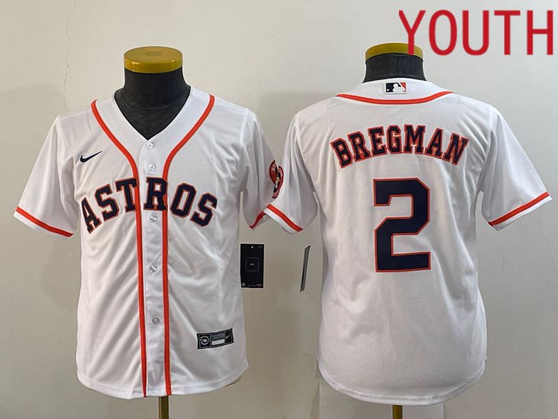 Youth Houston Astros #2 Bregman White Game Nike 2022 MLB Jersey->youth mlb jersey->Youth Jersey